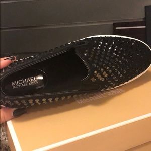 Michael Kors Black studded slip on sneaker